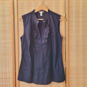 J.CREW Blue Sleeveless Ruffled Blouse